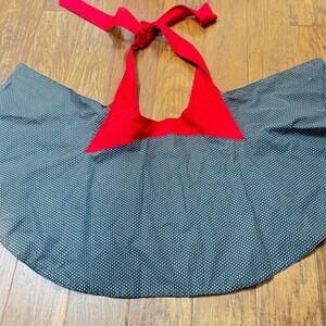 Vintage Style Polka Dot Half Apron Black Red Retro Rockabilly Kitchen Apron